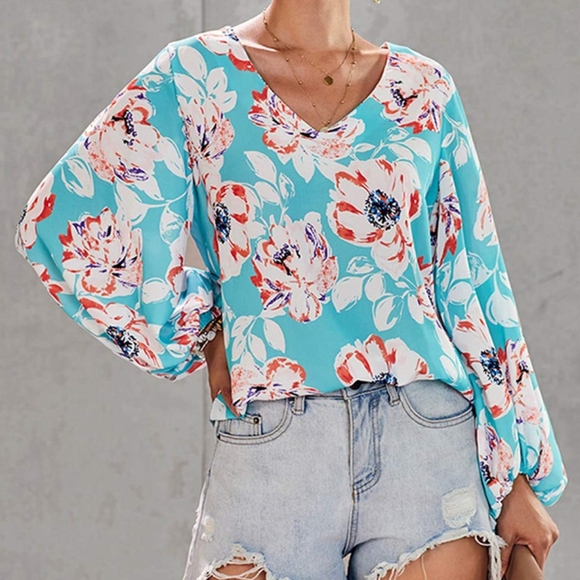 Floral Puff Sleeve Blouse - Picture 4 of 5